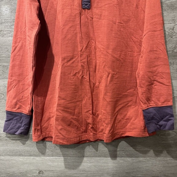 Duluth Trading Mens Large Thick Cotton Henley Pullover Red Purple Long Sleeve - Picture 3 of 7
